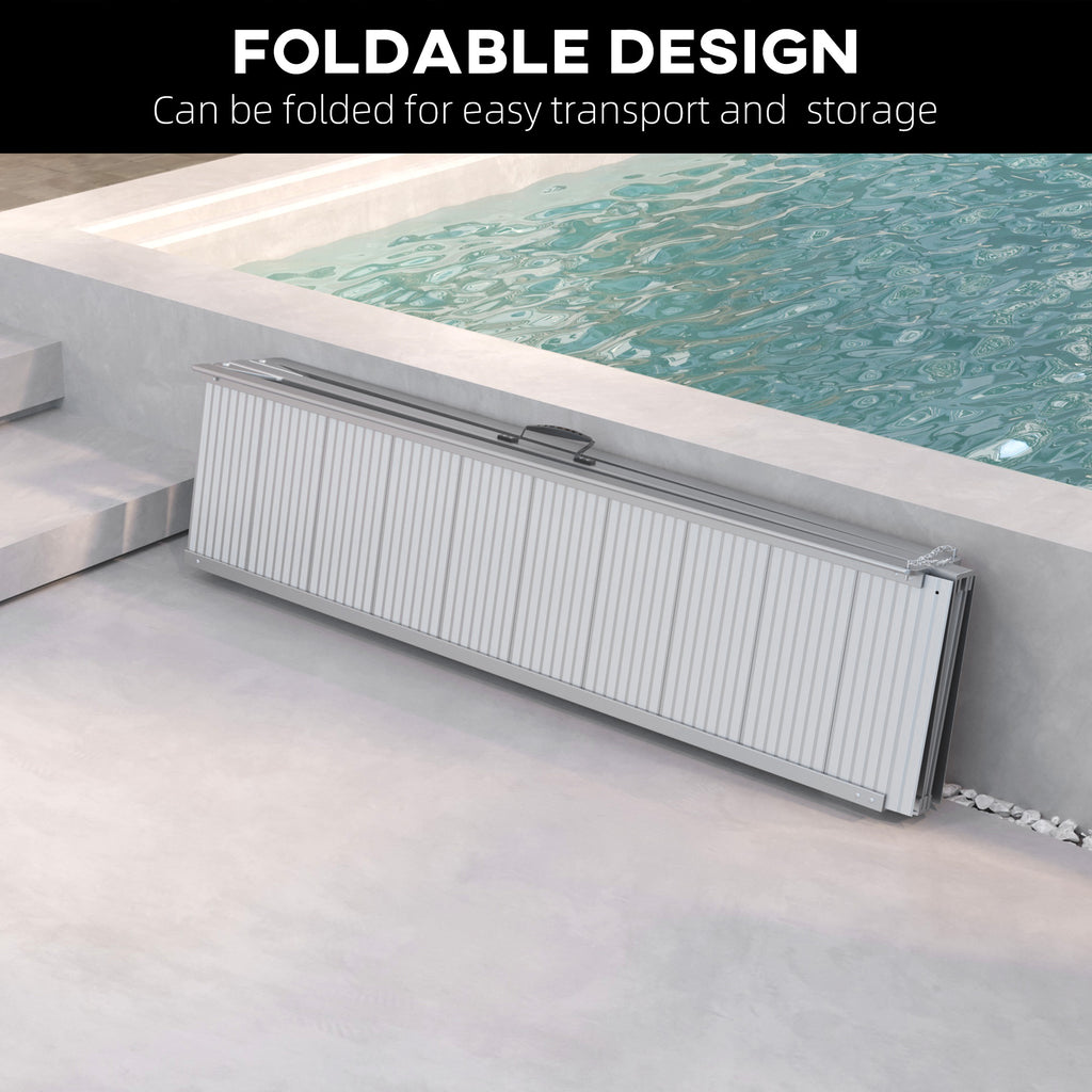 10' Foldable Handicap Ramp for Home, Steps, Doorways, Aluminum Portable Wheelchair Ramp, Textured Threshold Ramp, Silver