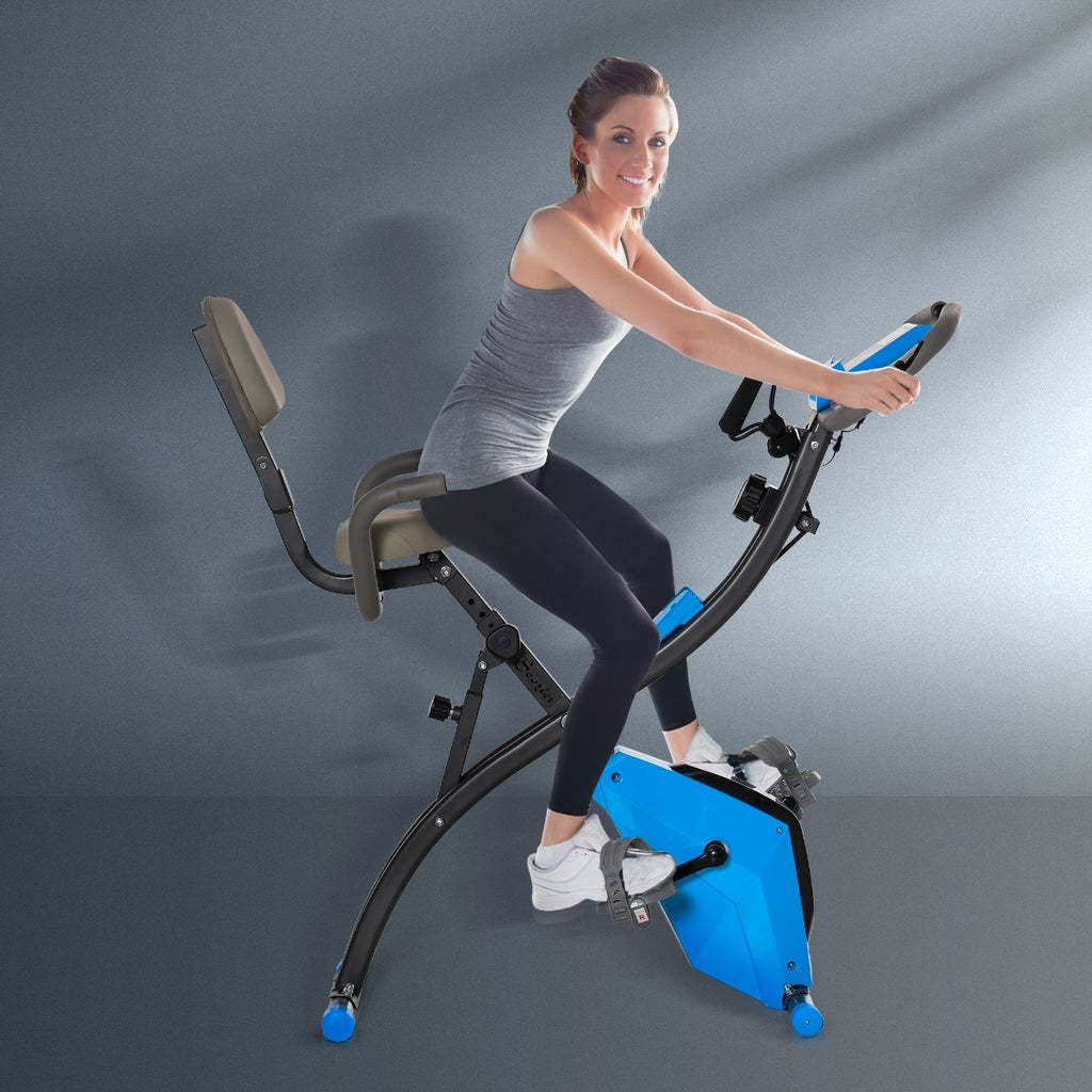 Exercise Bike 2 in 1 Upright Stationary Foldable Magnetic Recumbent Cy