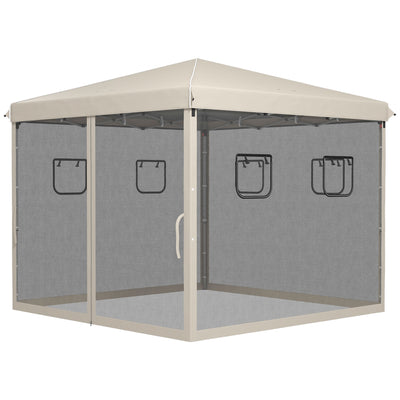 10' x 10' Pop Up Canopy Tent, Instant Sun Shelter with Netting, Windows and Carry Bag, Height Adjustable