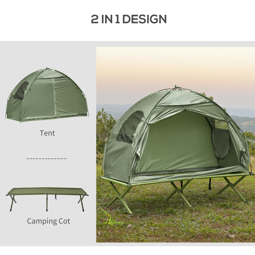 1 Person Folding Camping Cot, Portable Outdoor with Carry Bag, 2-in-1 Elevated Camping Bed Tent Single (Copy)