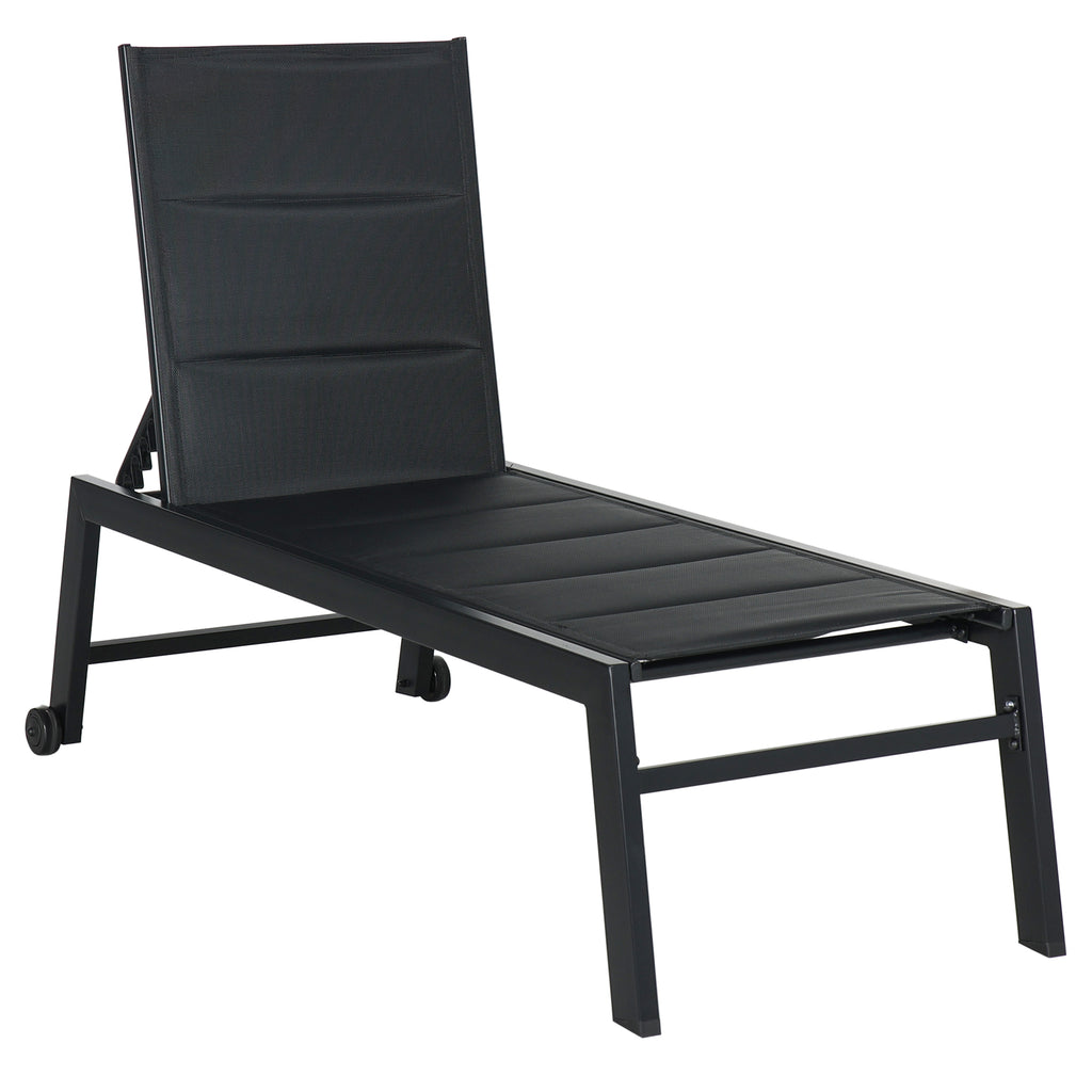 Outdoor Chaise Lounge Chair Pool Sun Tanning Chair with 5 Level Rec