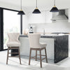 Bar Stools, Bar Stools with Backs, Nailhead Trim, Curved Backrest for Kitchen, Bar, Bar Height Bar Stools, Cream White