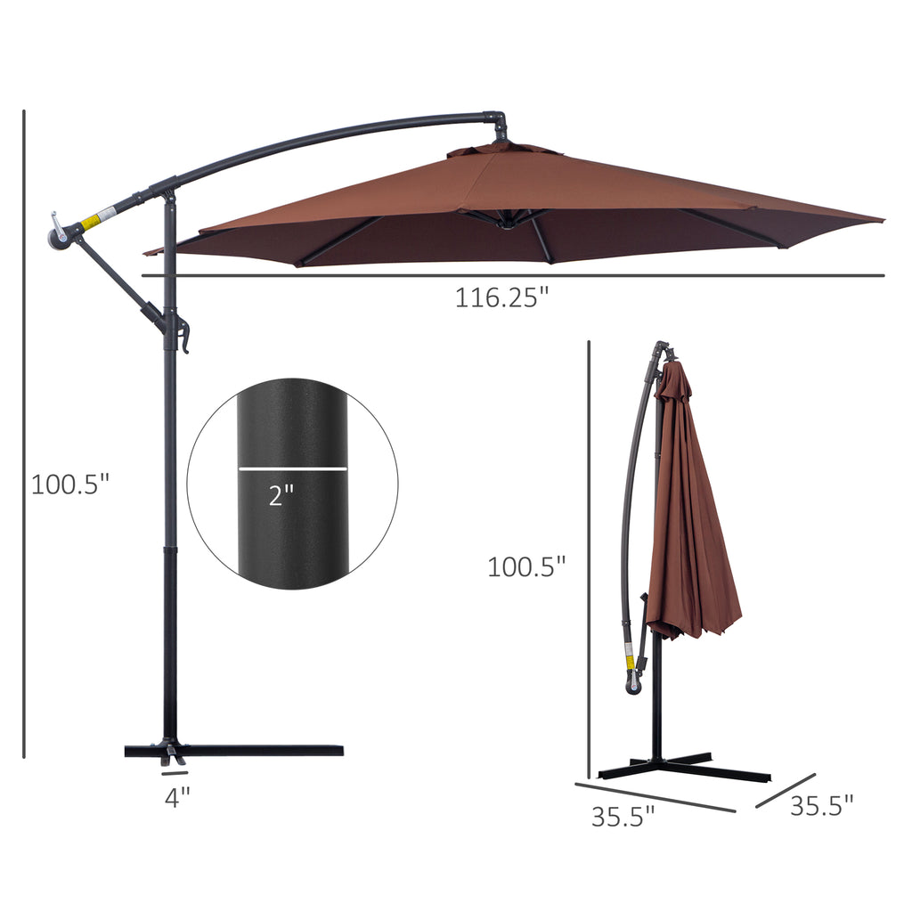 10' Cantilever Hanging Tilt Offset Patio Umbrella with UV & Water Figh 10' Cantilever Hanging Tilt Offset Patio Umbrella with UV & Water Figh