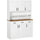 71" Kitchen Pantry, Freestanding Buffet with Hutch, Farmhouse Storage Cabinet, Microwave Cabinet with 3 Drawers, 6 Doors, 2-Tier Countertop and Adjustable Shelves, White
