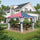 10' x 10' Pop Up Canopy with Netting, Foldable Tents for Parties, Height Adjustable, with Wheeled Carry Bag and 4 Sand Bags for Outdoor, Garden, Patio, American Flag
