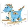 Kids Plush Ride-On Rocking Horse Toy Dinosaur Ride Rocking Chair with Realistic Sounds for Child 18-36 Months - Blue