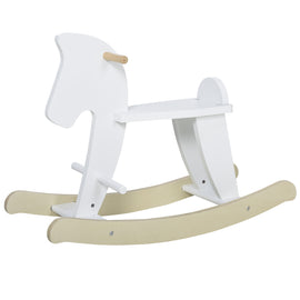 Wooden Rocking Horse Toddler Baby Ride-on Toys for Kids 1-3 Years with Classic Design & Solid Workmanship, White