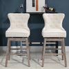 Bar Stools, Bar Stools with Backs, Nailhead Trim, Curved Backrest for Kitchen, Bar, Bar Height Bar Stools, Cream White