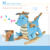 Kids Plush Ride-On Rocking Horse Toy Dinosaur Ride Rocking Chair with Realistic Sounds for Child 18-36 Months - Blue