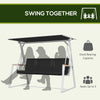 3-Person Patio Swing Chair, Outdoor Porch Swing with Adjustable Canopy & Removable Cushions for Garden, Backyard, Gray