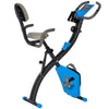 Exercise Bike 2 in 1 Upright Stationary Foldable Magnetic Recumbent Cycling with Arm Resistance Bands Blue