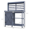 Wooden Potting Bench with Storage, Aluminum Table Top for Backyard, Patio, Balcony, Gray