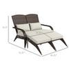 Patio Wicker Adirondack Chair for 2 with Cushions, Fire Pit Chair, Adirondack for Patio, Porch, Garden with High-back, Wide Armrests, Beige