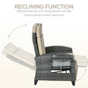 Outdoor Recliner Chair with Adjustable Backrest, Cushion, Side Tray, Khaki