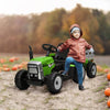 12V Ride on Tractor with Trailer, Kids Battery Powered Electric Tractor with Remote Control, 2 Motors, Music Sound, Horn & LED Lights, Green