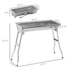 28" Charcoal Barbecue Grill, Stainless Steel Small Portable Folding BBQ Camping Grill for Shish Kabob, Silver
