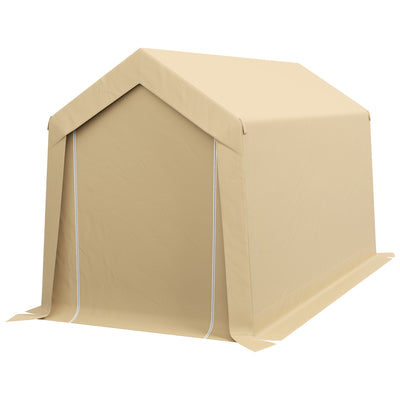 Galvanized 7' x 12' Outdoor Storage Tent, Heavy Duty and Waterproof Portable Shed, for Bike, Motorcycle, Tools, Beige