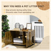 Cat Litter Box Enclosure with Double Doors, Divider, Cat Little Furniture,  Rustic Brown