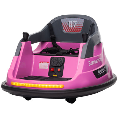 12V Bumper Car for Kids 360° Rotation W/ Safety Belt, Pink