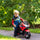 Kids Motorcycle with Training Wheels, Roaring Engine Design Ride-on Toy for 3-8 Years, High-Traction Mini Motorbike for Kids, 3.7 Mph Speed, Red