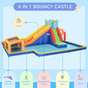 6 in 1 Kids Inflatable Bounce House with Slide, Pool, Climbing Wall, Water Cannon, Basketball Hoop, Football Stand