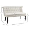 Upholstered Armless Fabric Loveseat with Button Tufted Design for Living Room with Wood Legs, Cream White