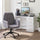 Linen Computer Desk Chair Tufted Height Adjustable Home Office Chair with Swivel Wheels and Padded Armrests Dark Gray