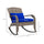 Adirondack Chair, Outdoor Wicker Rocking Chair with High Back, Seat Cushion and Pillow for Porch, Balcony, Dark Blue