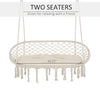 Hanging Hammock Chair Cotton Rope Porch Swing with Metal Frame and Cushion, Large Macrame Seat for Patio, Garden, Cream White