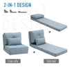 Convertible Flip Chair, Floor Lazy Sofa, Folding Upholstered Couch Bed with Adjustable Backrest, Metal Frame and Pillows for Bedroom, Blue