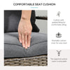 Patio Wicker Adirondack Chair, Outdoor All-Weather Rattan Fire Pit Chair, Cushions, Tall Curved Backrest and Comfortable Armrests