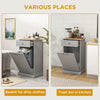 Kitchen Tilt Out Trash Bin Cabinet, Freestanding Recycling Cabinet Trash Can Holder With Drawer, Gray