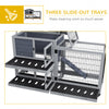 Rabbit House Outdoor, 2-Tier Large Guinea Pig Hutch Indoor w/ Removable Trays, Openable Roof, for 1-2 Rabbits, Gray