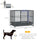 42" Heavy Duty Dog Cage Dog Crate, Metal Dog Crater Kennel with Wheels, Double Door and Removable Tray, Gray