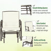 3 Piece Outdoor Glider Chair with Coffee Table Bistro Set, 2 Patio Rocking Swing Chairs with Sling Fabric, Glass Tabletop