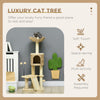 Cat Tree for Indoor Cats w/ Scratching Posts, Condo Cat Tower, Beige