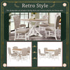 Retro 4-Piece Round Dining Table Set with Extendable Table and Upholstered Chairs, Oak Natural Wood + Off White