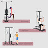 LAT Pull Down Machine, High / Low Pulley Machine with Adjustable Seat and Flip-Up Footplate, Weighted Bar Set, Black