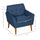 Traditional Accent Chair, Button Tufted Armchair with Wood Legs for Living Room, Bedroom, Blue