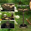 32" Antique Bird Bath Decorative Birdbath Bird Feeder Bowl with Planter Pedestal and Bird Statues, Bronze