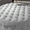 Round Ottoman Coffee Table with Velvet-feel Upholstery, Button Tufted Design and Padded Seat