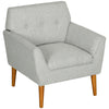 Traditional Accent Chair, Button Tufted Armchair with Wood Legs for Living Room, Bedroom, Light Gray