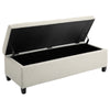 50" Storage Ottoman Bench, Upholstered Ottoman Foot Rest with Linen Fabric and Soft Close Lid for Entryway, Beige