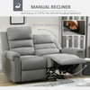 Modern 2 Seater Manual Reclining Sofa Loveseat Couch with Linen Fabric and Thick Sponge Padding for Living Room, Grey