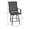 Set of 2 Outdoor Swivel Bar Stools with Armrests, Bar Height Patio Chairs with Steel Frame for Balcony, Poolside, Backyard, Black