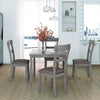 Rustic 4-Piece Dining Table Set with Wooden Table and Upholstered Chairs, Square Design, Gray