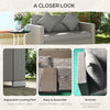 Outdoor Wicker Loveseat, Patio Furniture Couch with Cushions, 2 Seats PE Rattan Sofa, 2 Throw Pillows for Gray
