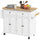 Kitchen Island on Wheels, Rolling Cart with Rubberwood Top, Spice Rack, Towel Rack and Drawers for Dining Room, White
