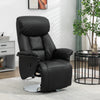 Swivel Recliner, Adjustable PU Leather Manual Recliner Chair with Footrest, Padded Arms and Steel Base, Black