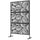 6.5' Decorative Outdoor Divider, Metal Privacy Screen with Stand, Leaf Motif, Black